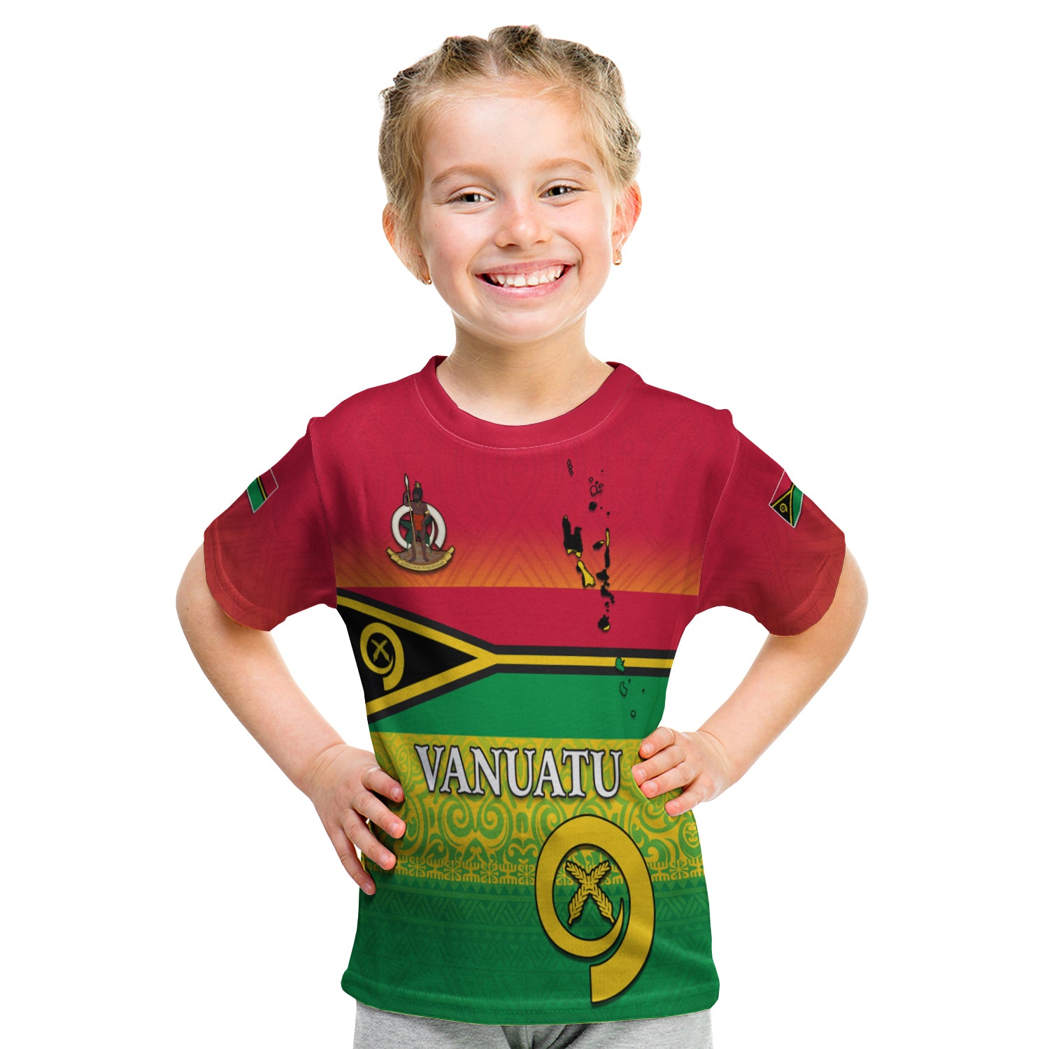 Vanuatu Color T Shirt Kid Six Provinces And Map LT13 Youth XL Size14 - Polynesian Pride