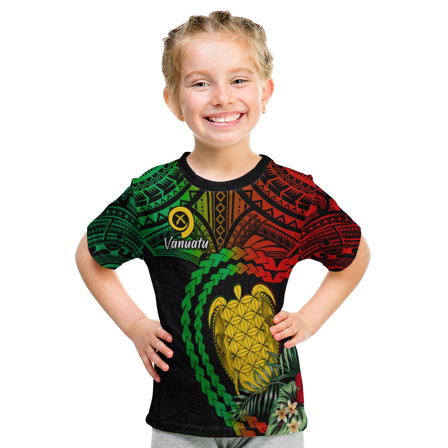 Vanuatu Heart Polynesian T Shirt Kid Turtle Sand Drawings LT13 Youth XL Size14 - Polynesian Pride
