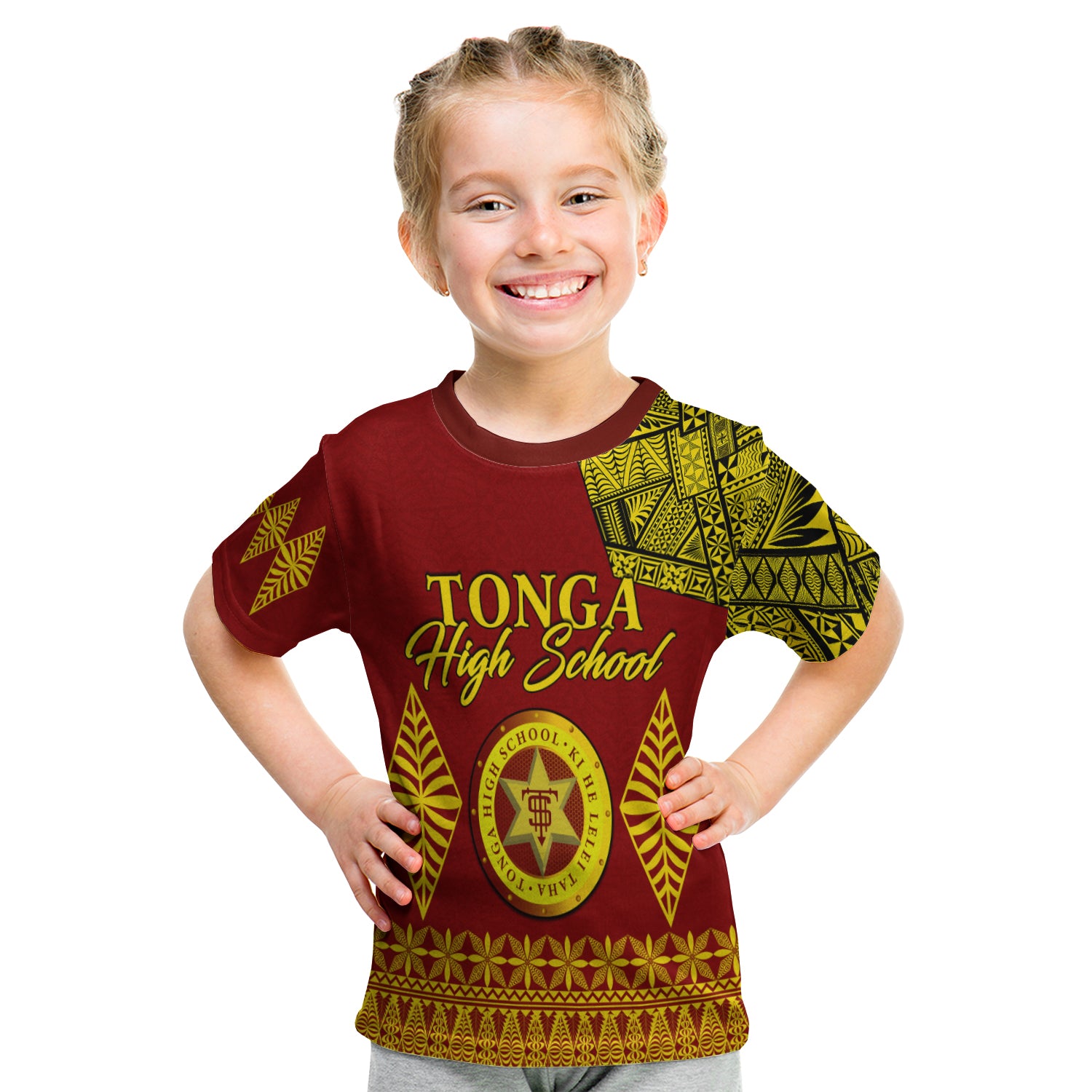 Tonga High School T Shirt Kid Tongan Ngatu LT13 - Polynesian Pride