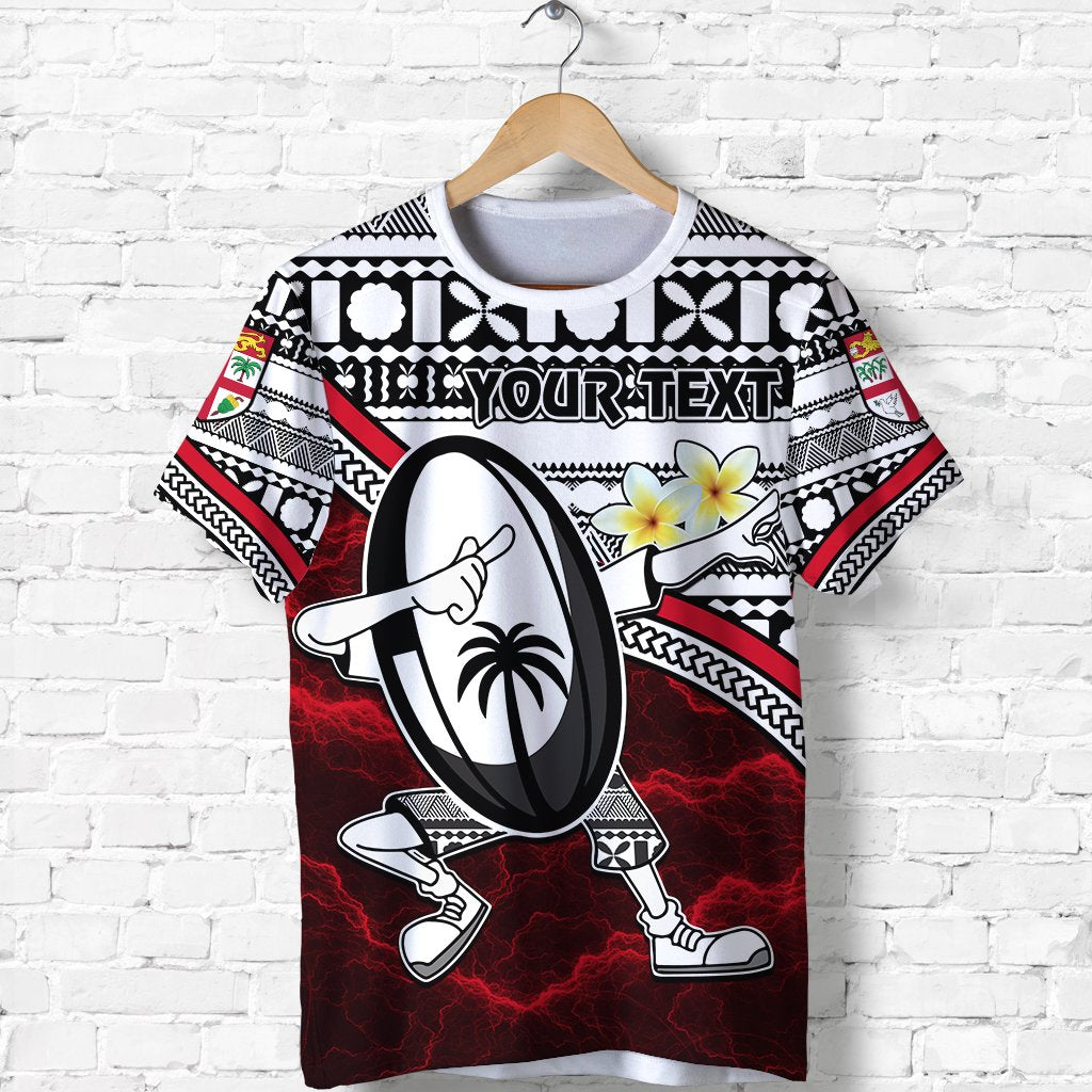 Custom Fiji Rugby T Shirt Tapa Cloth Dab Trend Creative Red Unisex Red - Polynesian Pride