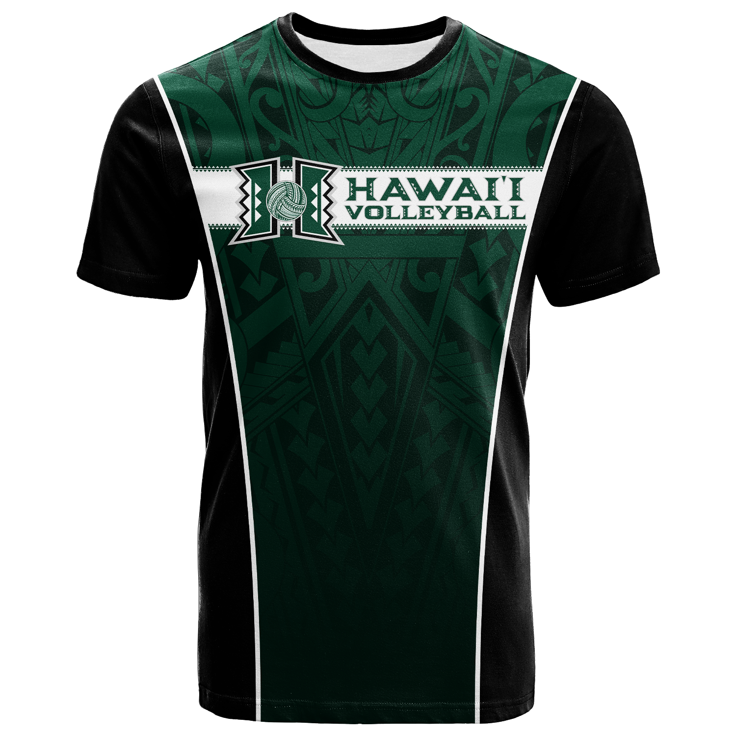 Hawaii Volleyball Green Warrior T Shirt LT2 GREEN - Polynesian Pride