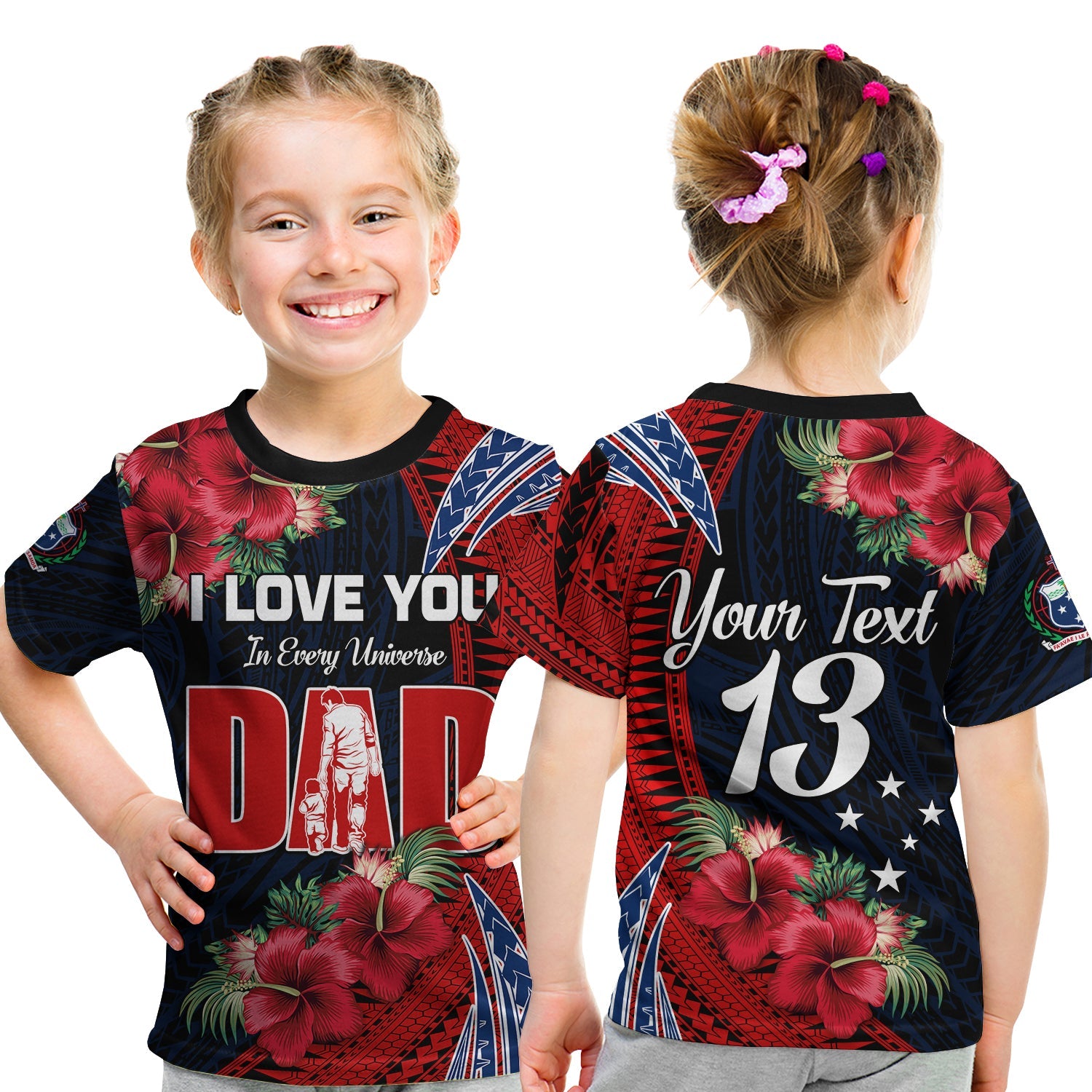 (Custom Text and Number) Samoa Fathers Day T Shirt KID Polynesian Best Dad Ever LT13 Youth XL Size14 - Polynesian Pride