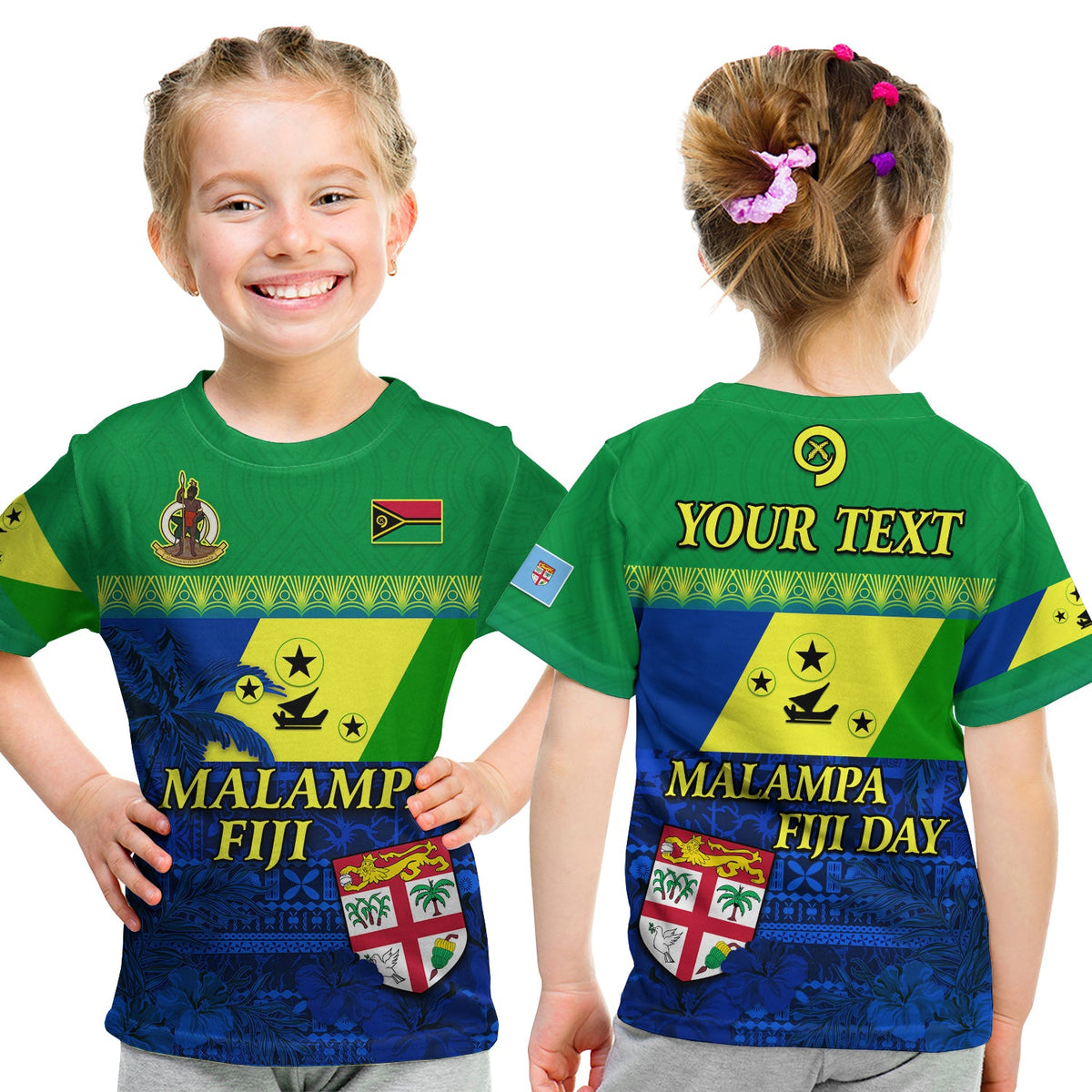(Custom Personalised) Malampa Fiji Day T Shirt KID Vanuatu Polynesia mix Flowers LT13 Youth XL Size14 - Polynesian Pride