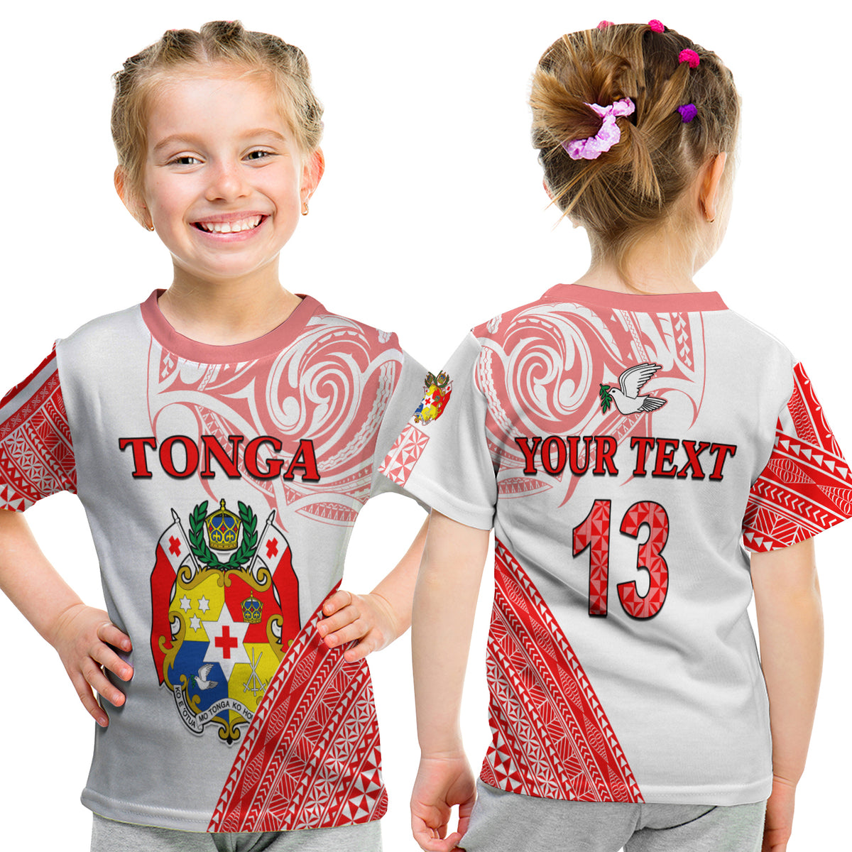 (Custom Text And Number) Tonga T Shirt Kid Tongan Pattern Blithesome LT13 Youth XL Size14 - Polynesian Pride