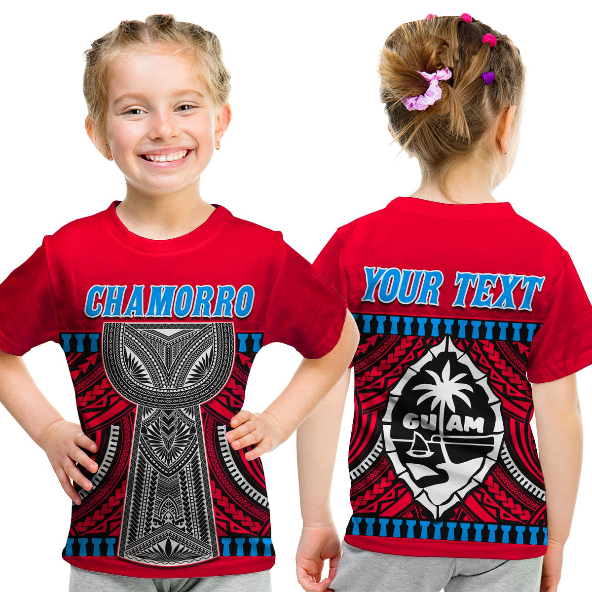 (Custom Personalised) Guam Chamorro T Shirt KID Latte Stone Red Polynesian Haligi LT13 Youth XL Size14 - Polynesian Pride