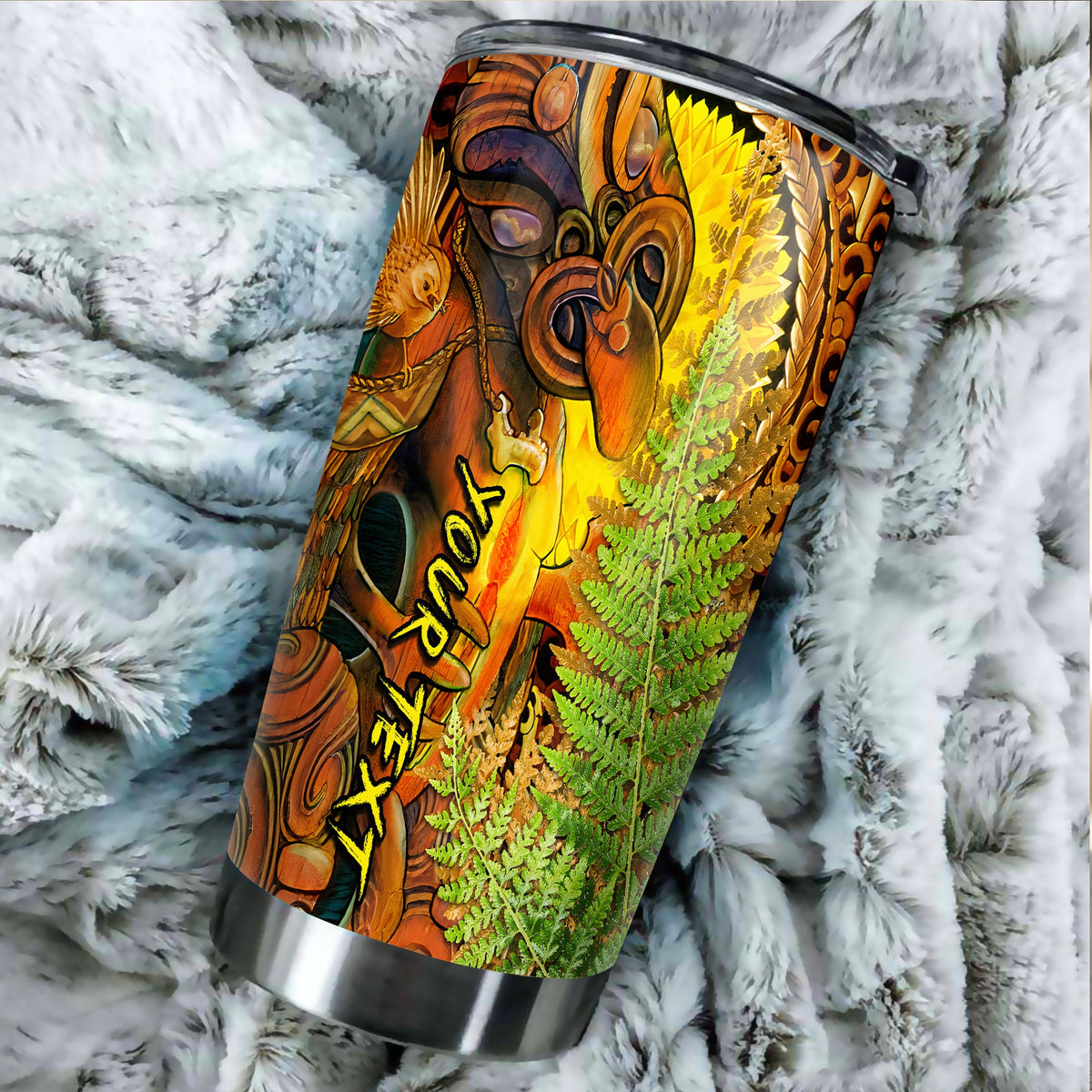 (Custom Personalised) Hei Tiki Maori Tumbler Fern Aotearoa Ta Moko Sun LT13 - Polynesian Pride