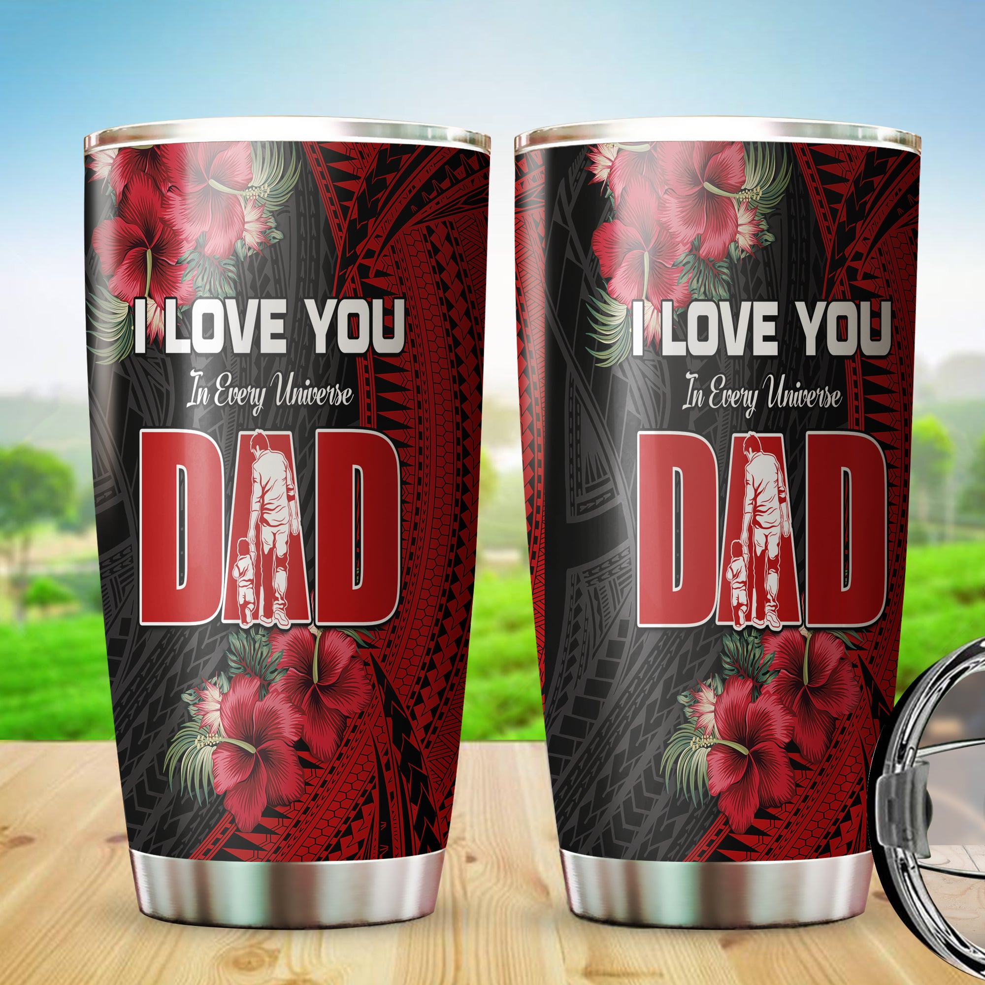 Happy Fathers Day Tumbler Polynesian Best Dad Ever LT13 Red - Polynesian Pride