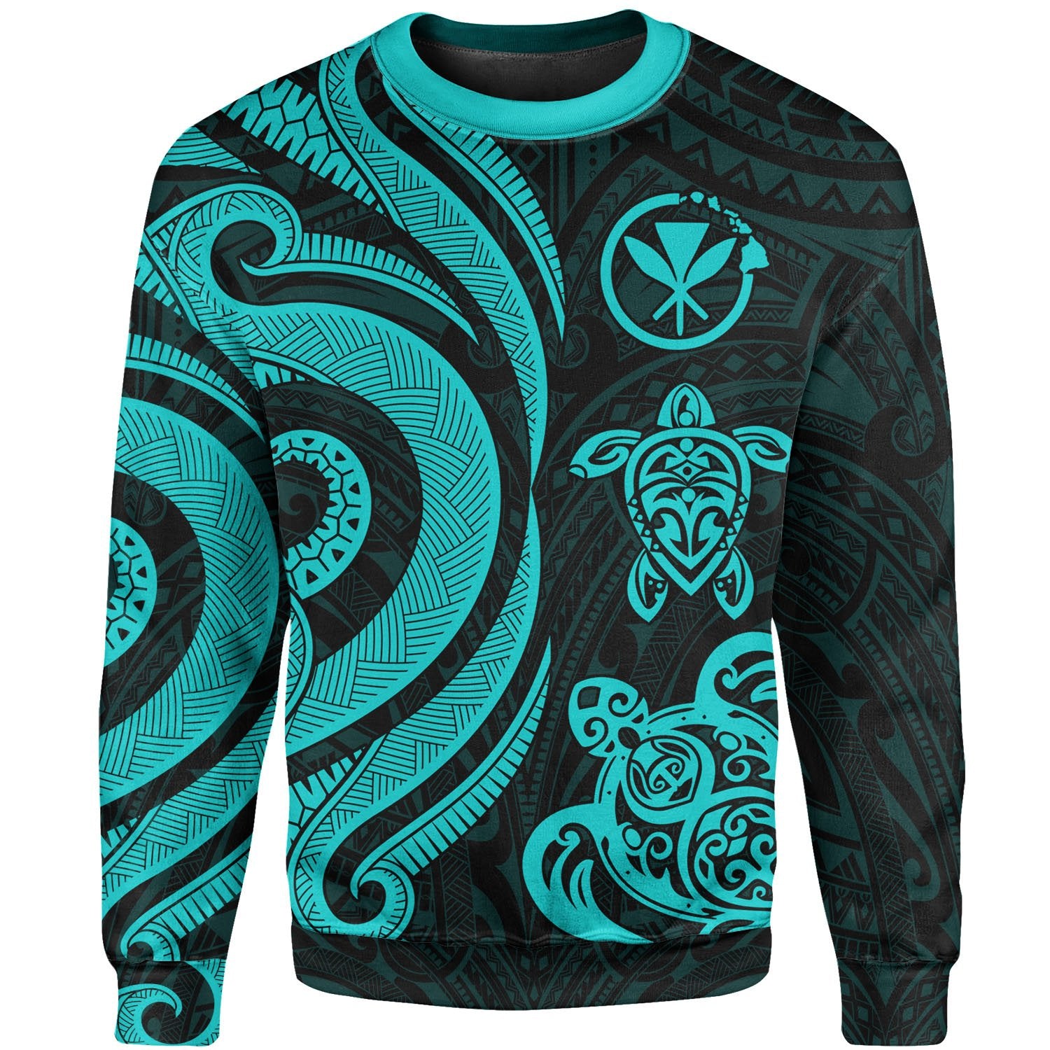 Hawaii Sweater - Turquoise Tentacle Turtle Unisex Turquoise - Polynesian Pride