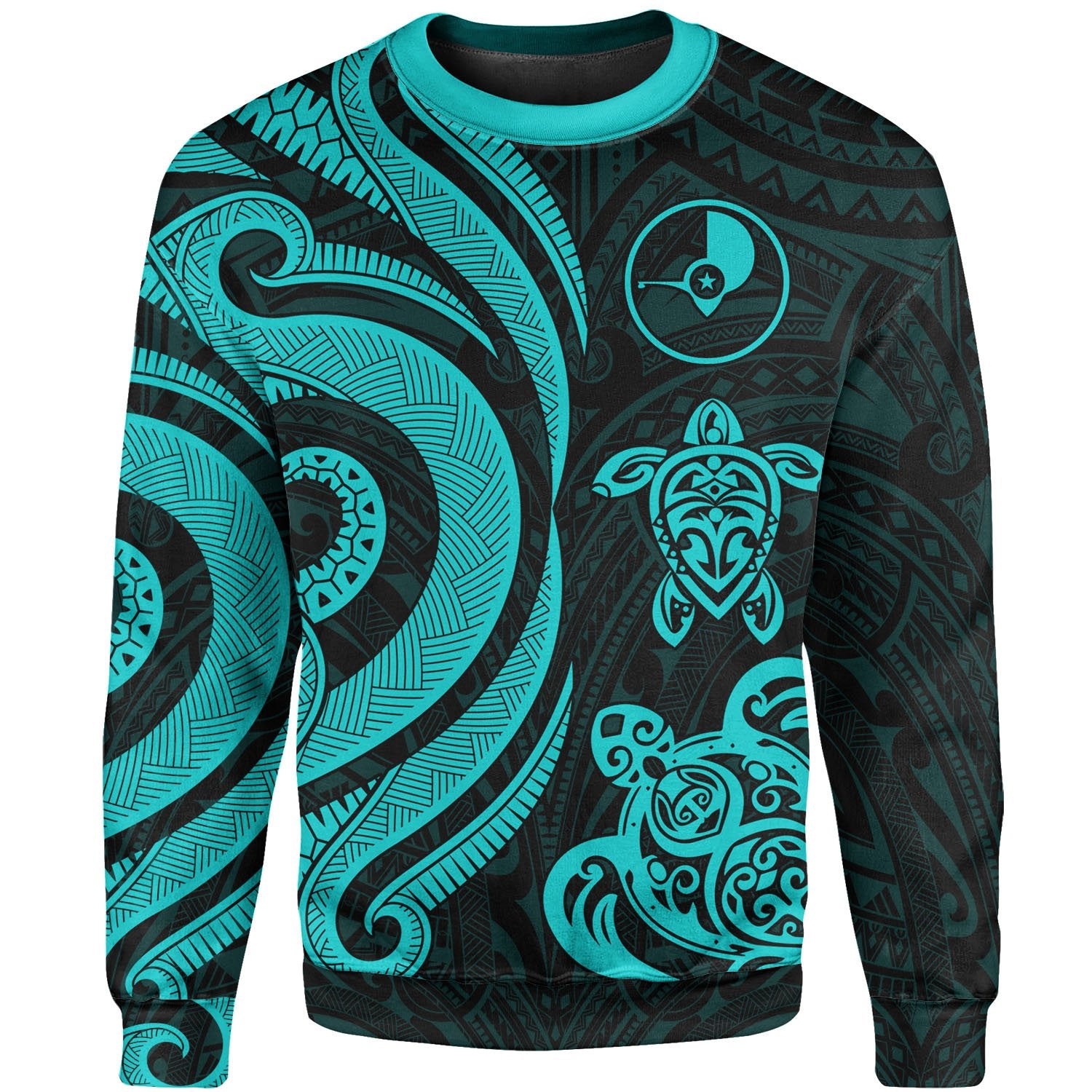 Yap Sweater - Turquoise Tentacle Turtle Unisex Turquoise - Polynesian Pride