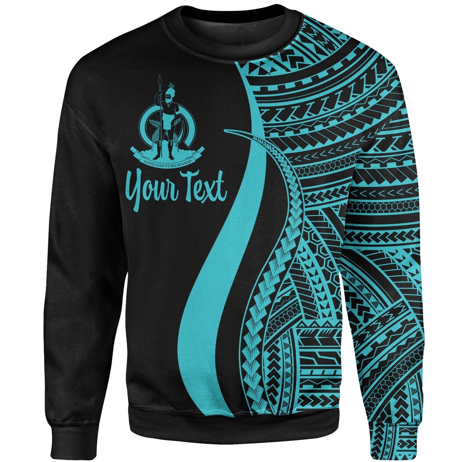 Vanuatu Custom Personalised Sweatshirt - Turquoise Polynesian Tentacle Tribal Pattern Unisex Turquoise - Polynesian Pride