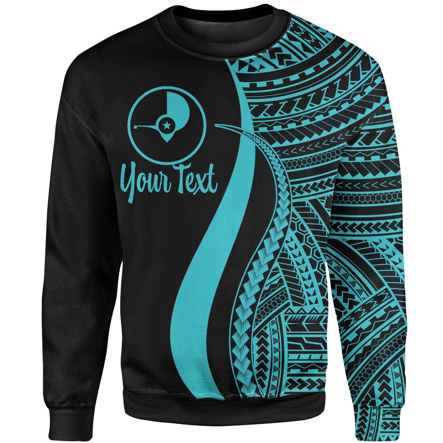 Yap Custom Personalised Sweatshirt - Turquoise Polynesian Tentacle Tribal Pattern Unisex Turquoise - Polynesian Pride