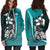 Samoa Polynesian Women's Hoodie Dress Turquoise - Turtle With Hook - Polynesian Pride