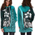 Polynesian Hawaii Custom Personalised Hoodie Dress Turquoise - Turtle with Hook - Polynesian Pride