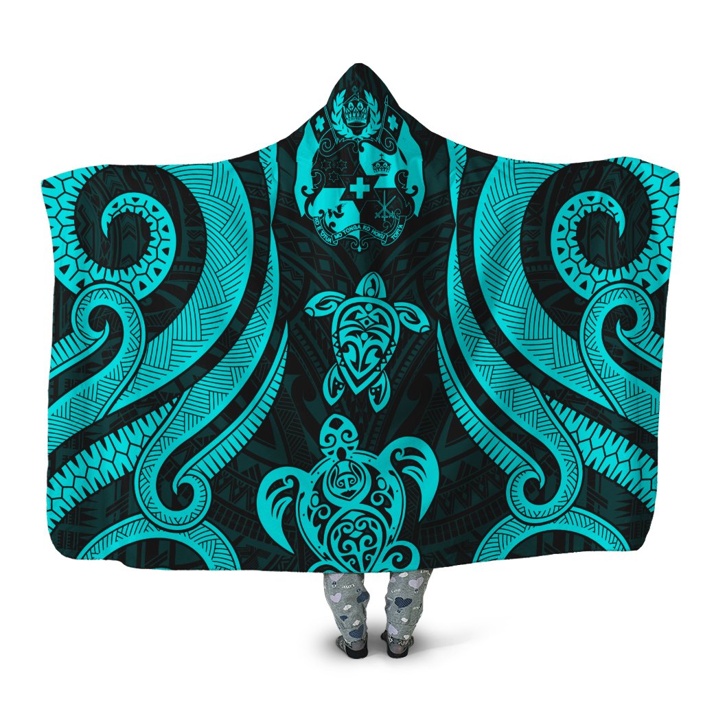 Tonga Hooded Blanket - Turquoise Tentacle Turtle Hooded Blanket Turquoise - Polynesian Pride
