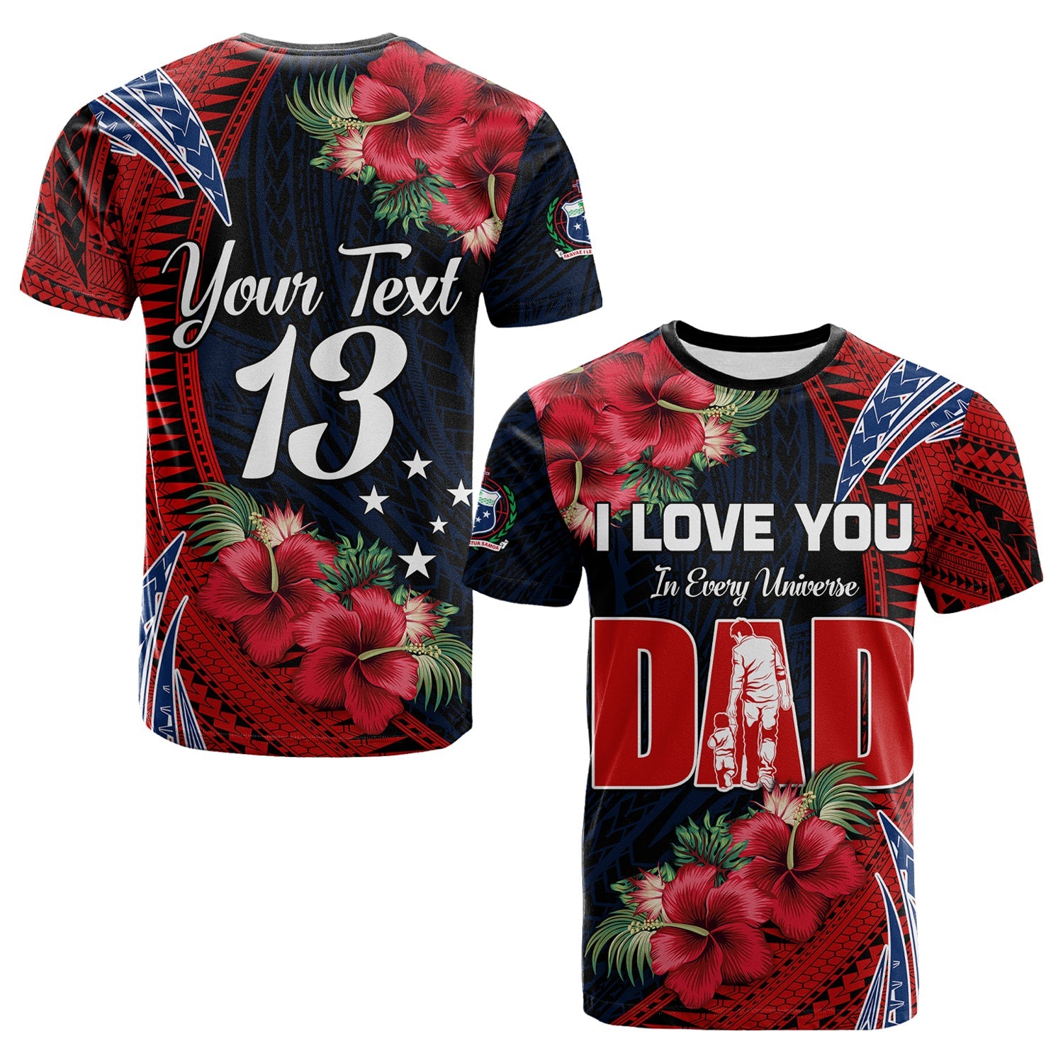 (Custom Text and Number) Samoa Fathers Day T Shirt Polynesian Best Dad Ever LT13 Red - Polynesian Pride