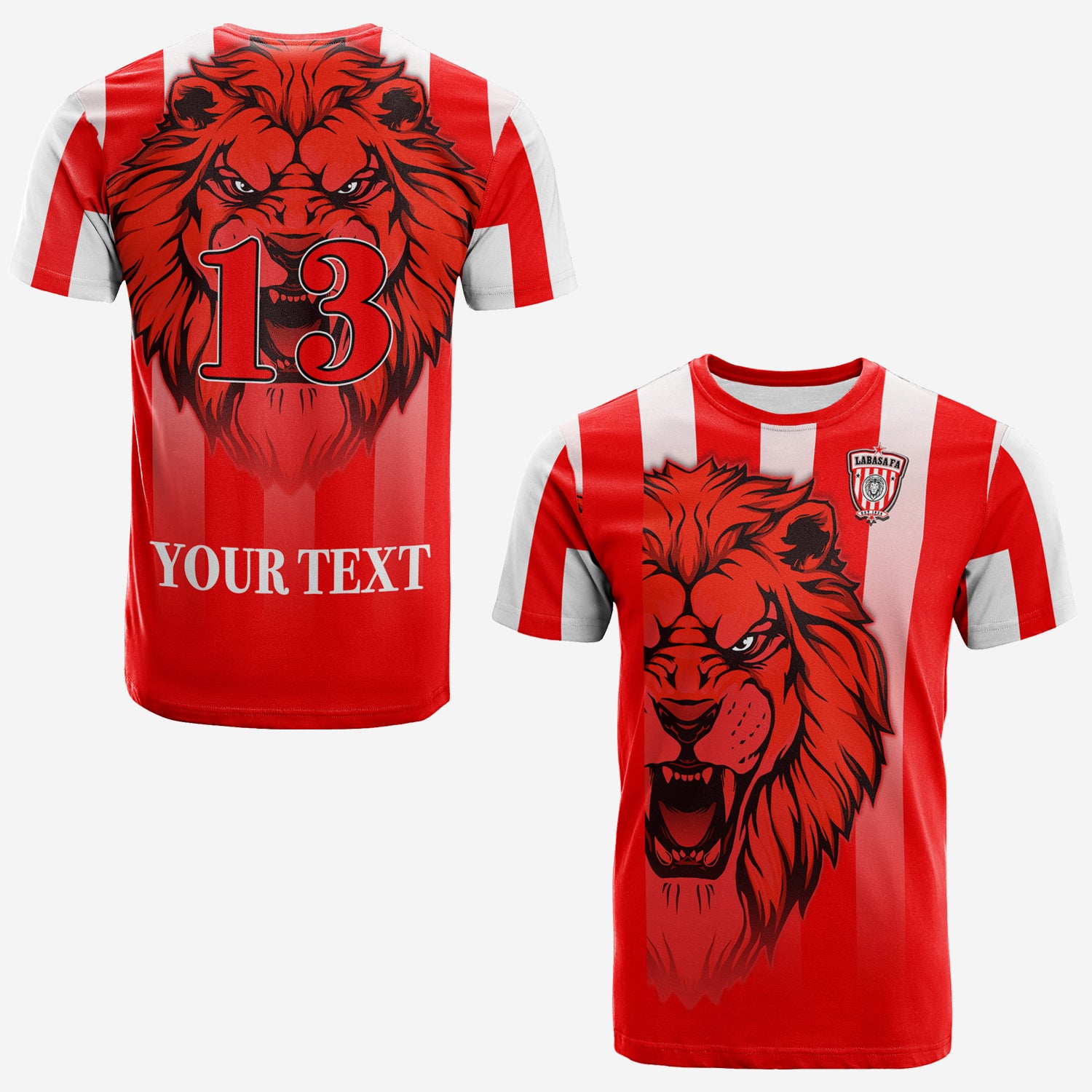 Custom LABASA FA T Shirt Football Fijian Custom Text and Number LT13 Unisex Red - Polynesian Pride