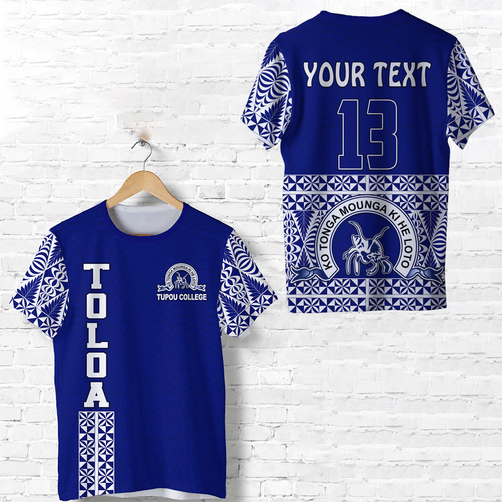 Custom TOLOA T Shirt Tupou College Tonga Pattern LT13 Unisex Blue - Polynesian Pride