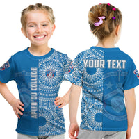 Custom Apifoou Tonga College T Shirt Tongan Ngatu Pattern LT14 Kid Blue - Polynesian Pride