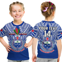 (Custom Text And Number) Samoa Rugby T Shirt KID Manu Samoa 7s Ginger Blue Polynesian LT14 Youth XL Size14 - Polynesian Pride