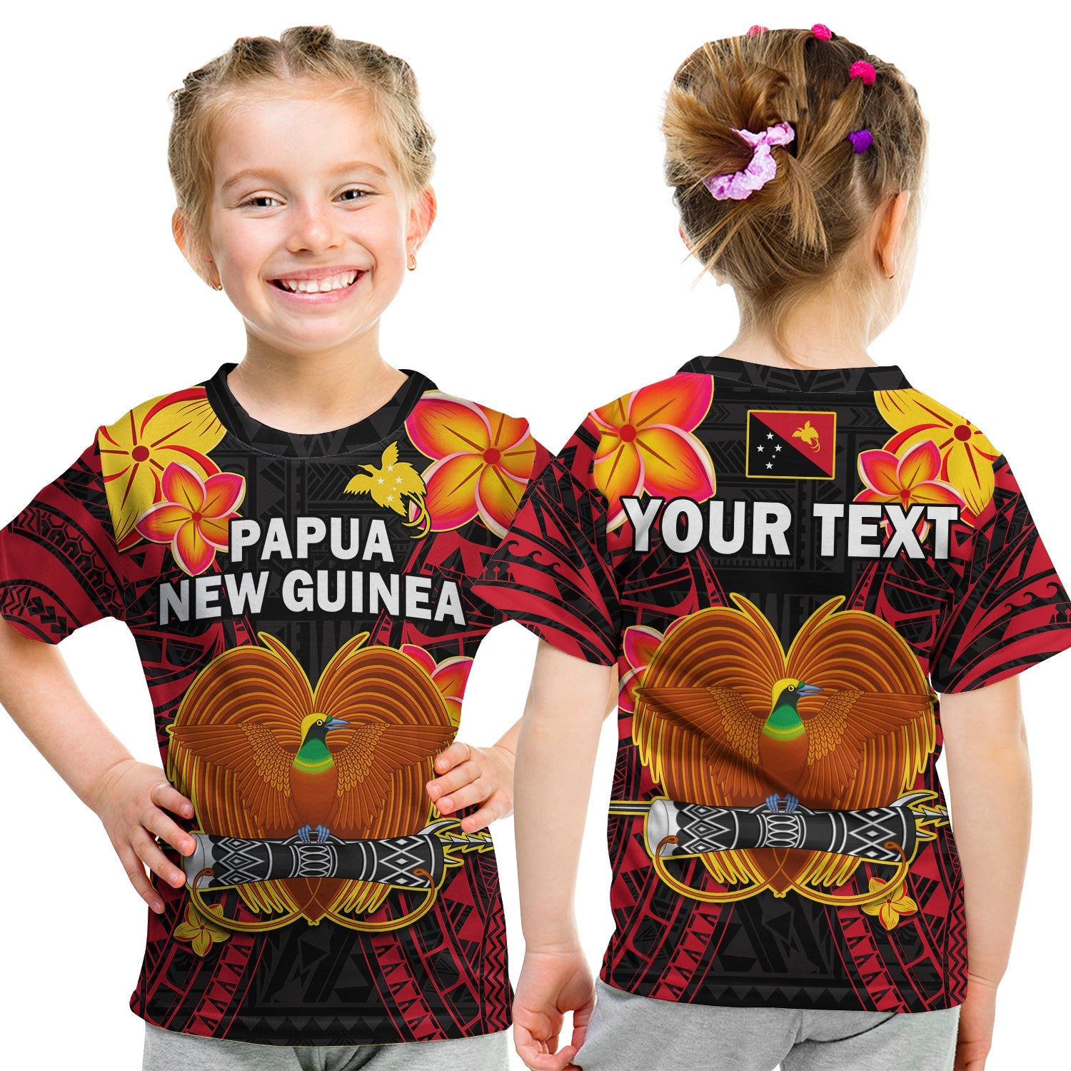 (Custom Personalised) Papua New Guinea T Shirt KID PNG Bird Of Paradise Polynesian Pattern LT14 Youth XL Size14 - Polynesian Pride