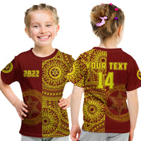 (Custom Text And Number) Tonga High School T Shirt KID Class Of Year Tongan Ngatu Pattern LT14 Youth XL Size14 - Polynesian Pride