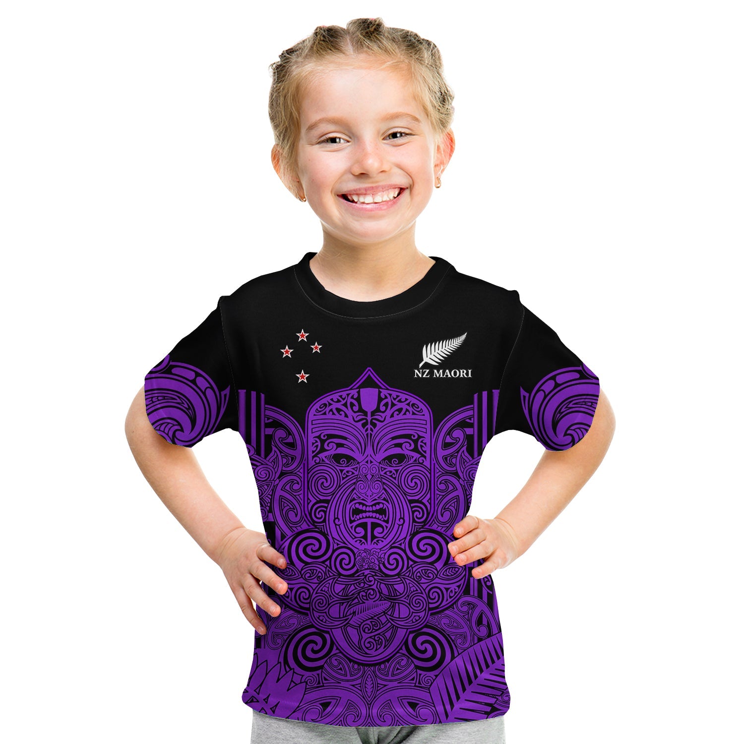 New Zealand Tiki Rugby T Shirt KID NZ Maori Koru Pattern Ver.04 LT14 Youth XL Size14 - Polynesian Pride