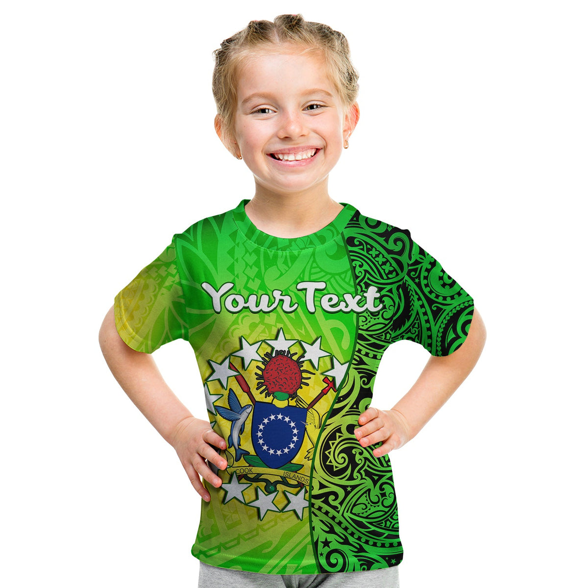 (Custom Personalised) Cook Islands T Shirt KID Cook Islands Coat Of Arms Turtle Polynesian LT14 Youth XL Size14 - Polynesian Pride