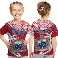 (Custom Personalised) Samoa T Shirt KID Samoan Coat Of Arms With Coconut Red Style LT14 Youth XL Size14 - Polynesian Pride