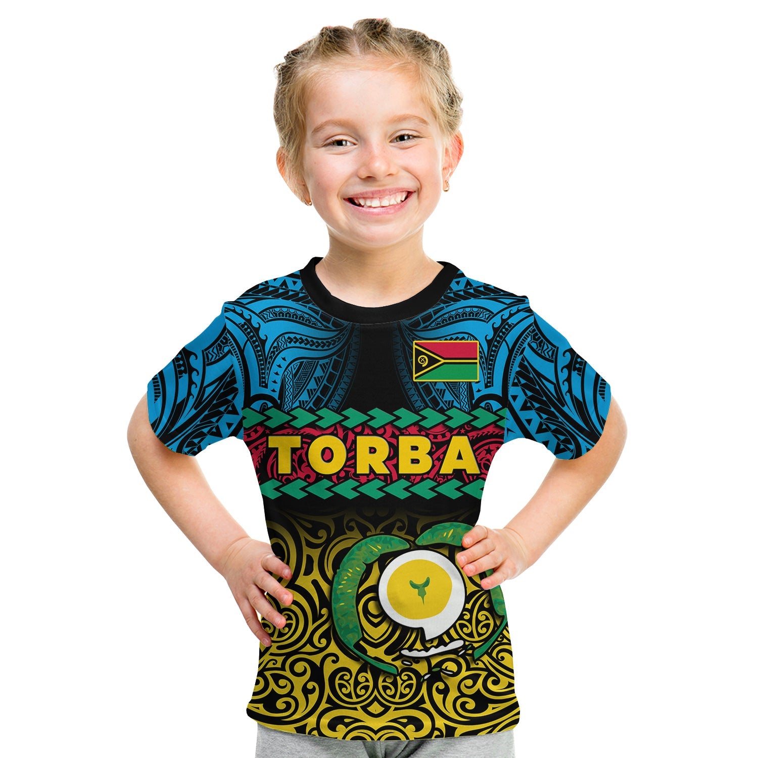 Torba Province T Shirt KID Vanuatu Pig Tusk Polynesian Flag Style LT14 Youth XL Size14 - Polynesian Pride