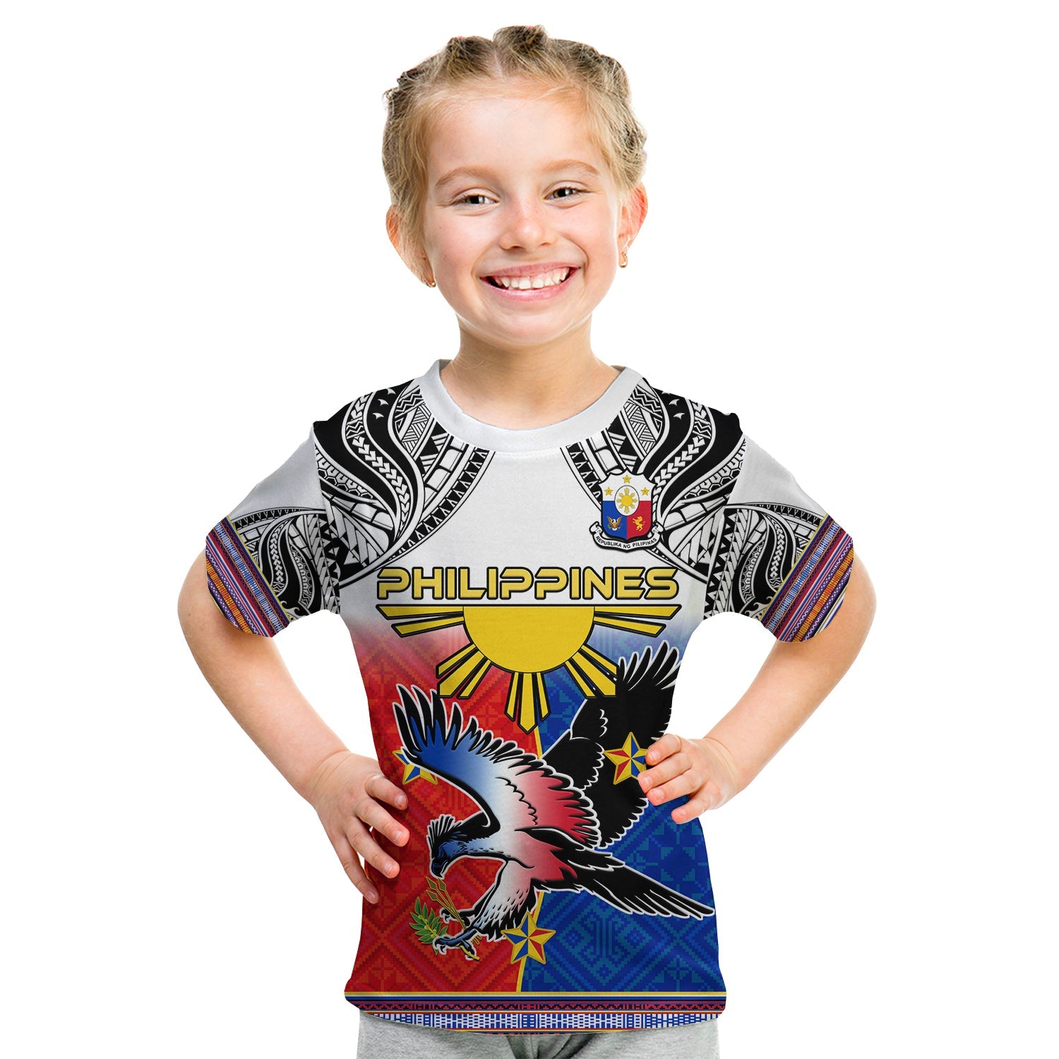 Philippines T Shirt KID Polynesian Filipino Pattern With Eagle LT14 Youth XL Size14 - Polynesian Pride