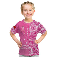Tonga Breast Cancer T Shirt KID Tongan Ngatu Pattern No One Fights Alone LT14 Youth XL Size14 - Polynesian Pride