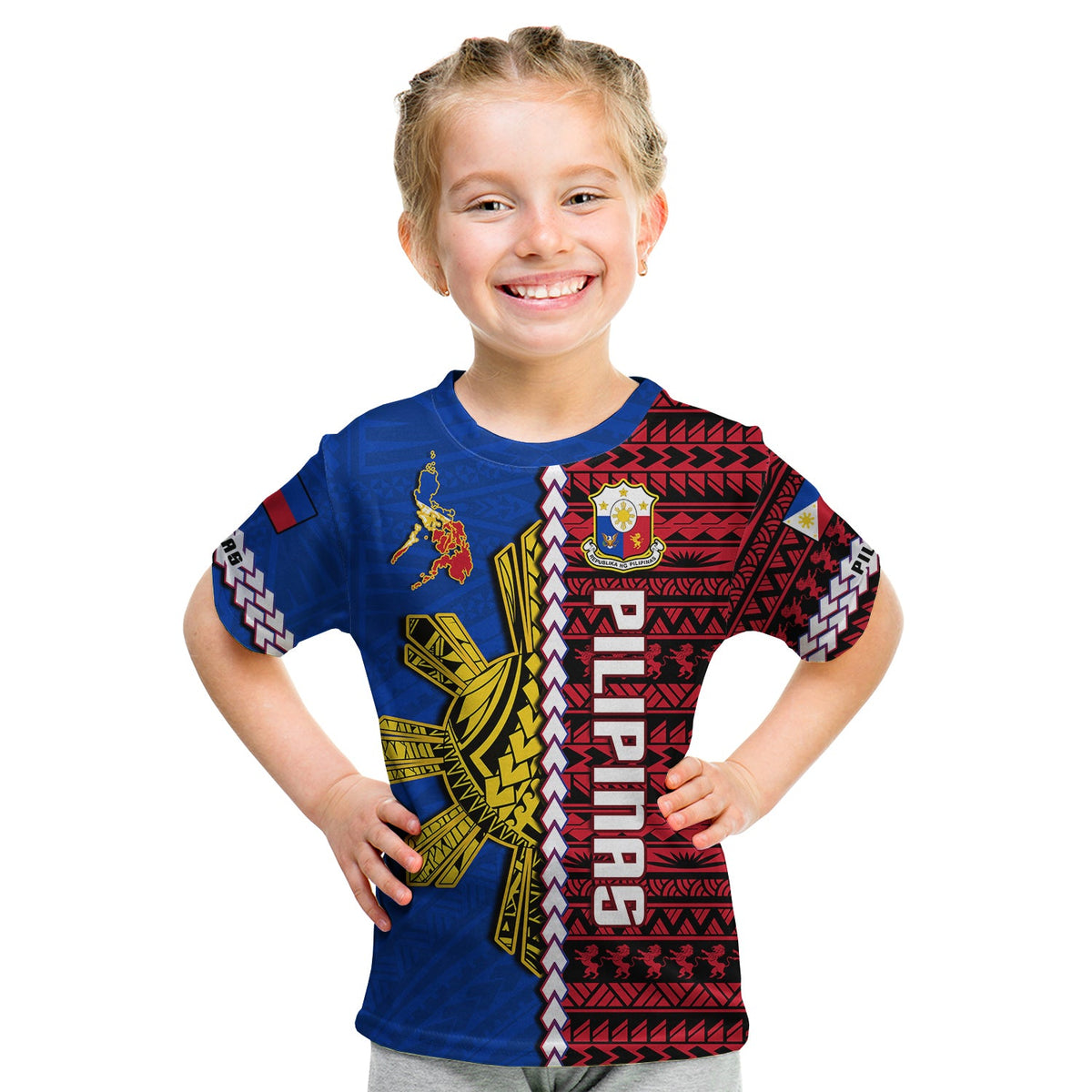 Philippines T Shirt KID Pilipinas Sun Mix Polynesian Pattern LT14 Youth XL Size14 - Polynesian Pride