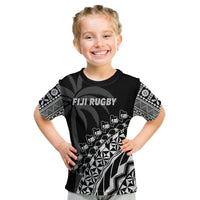 Fiji Rugby T Shirt KID Fijian Cibi Dance Tapa Pattern Black LT14 Youth XL Size14 - Polynesian Pride