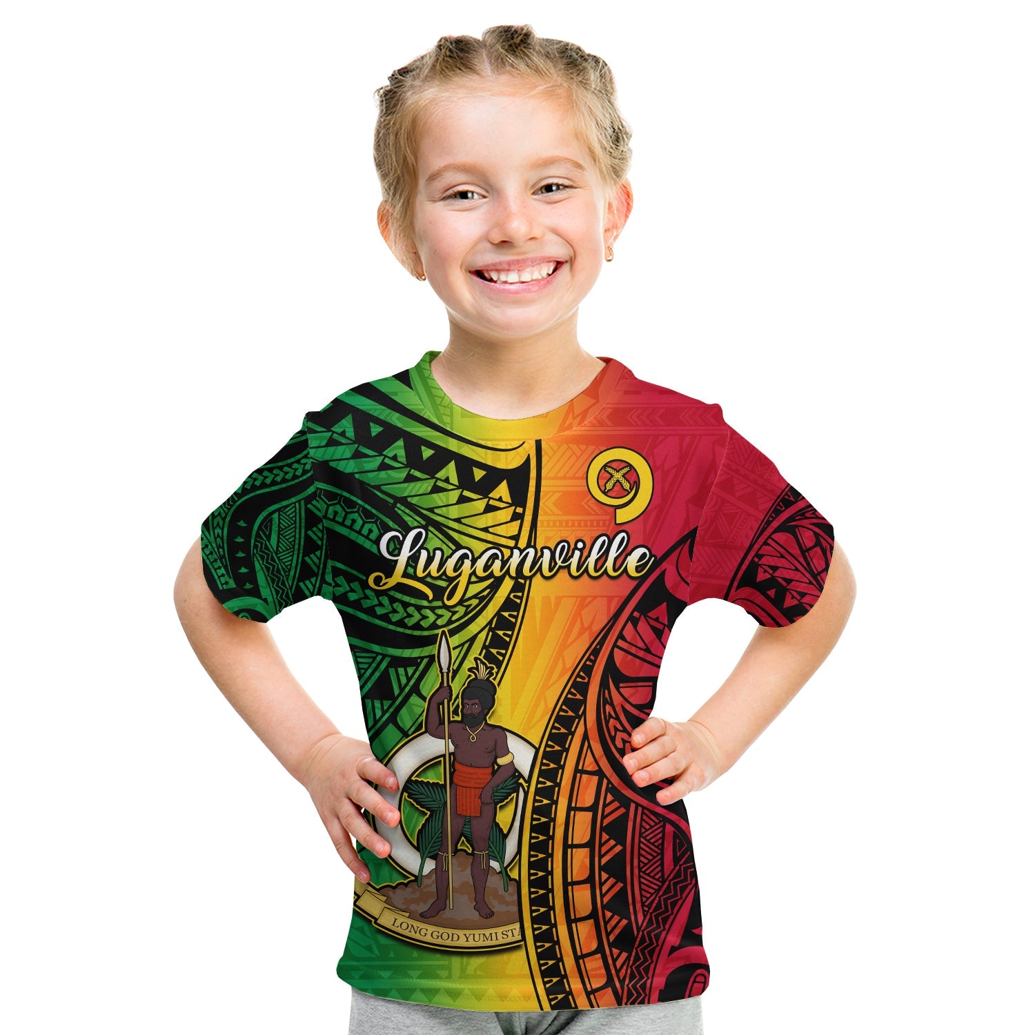 Vanuatu T Shirt KID Luganville Polynesian Reggae Coat Of Arms LT14 Youth XL Size14 - Polynesian Pride