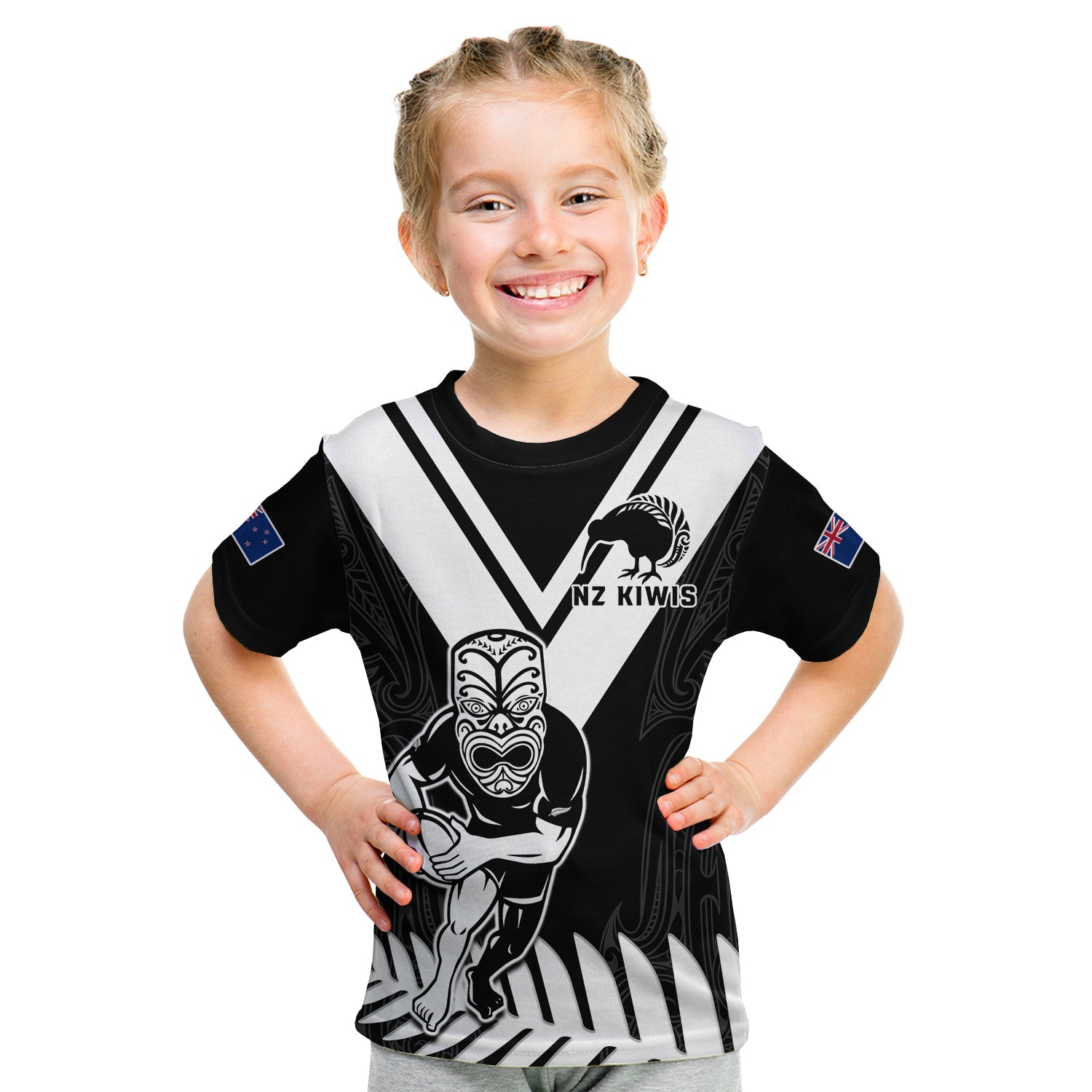 New Zealand Silver Fern Rugby T Shirt KID NZ Kiwi Pacific Maori Sporty LT14 Youth XL Size14 - Polynesian Pride