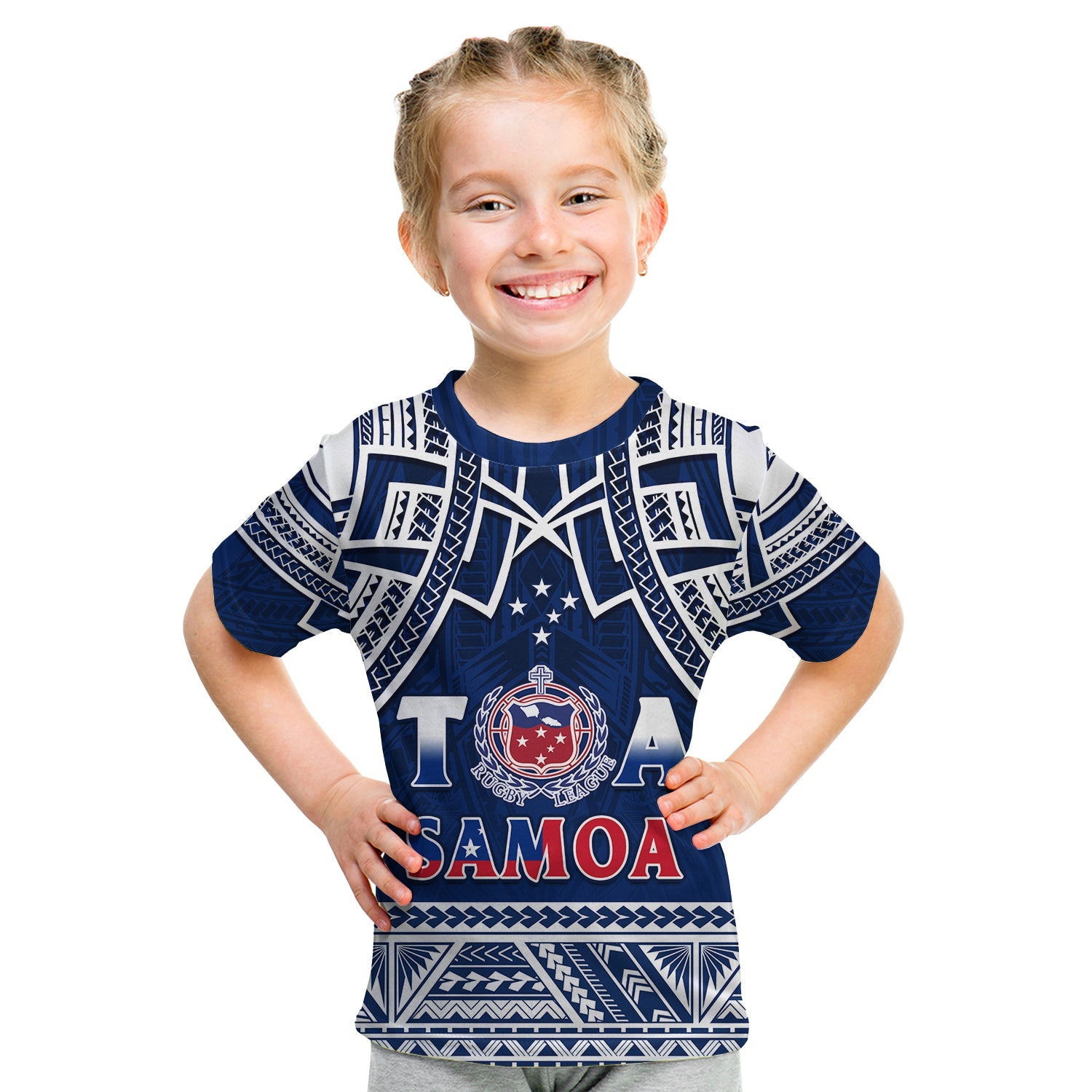 Samoa Rugby T Shirt KID Toa Samoa Pacific Sporty LT14 Youth XL Size14 - Polynesian Pride