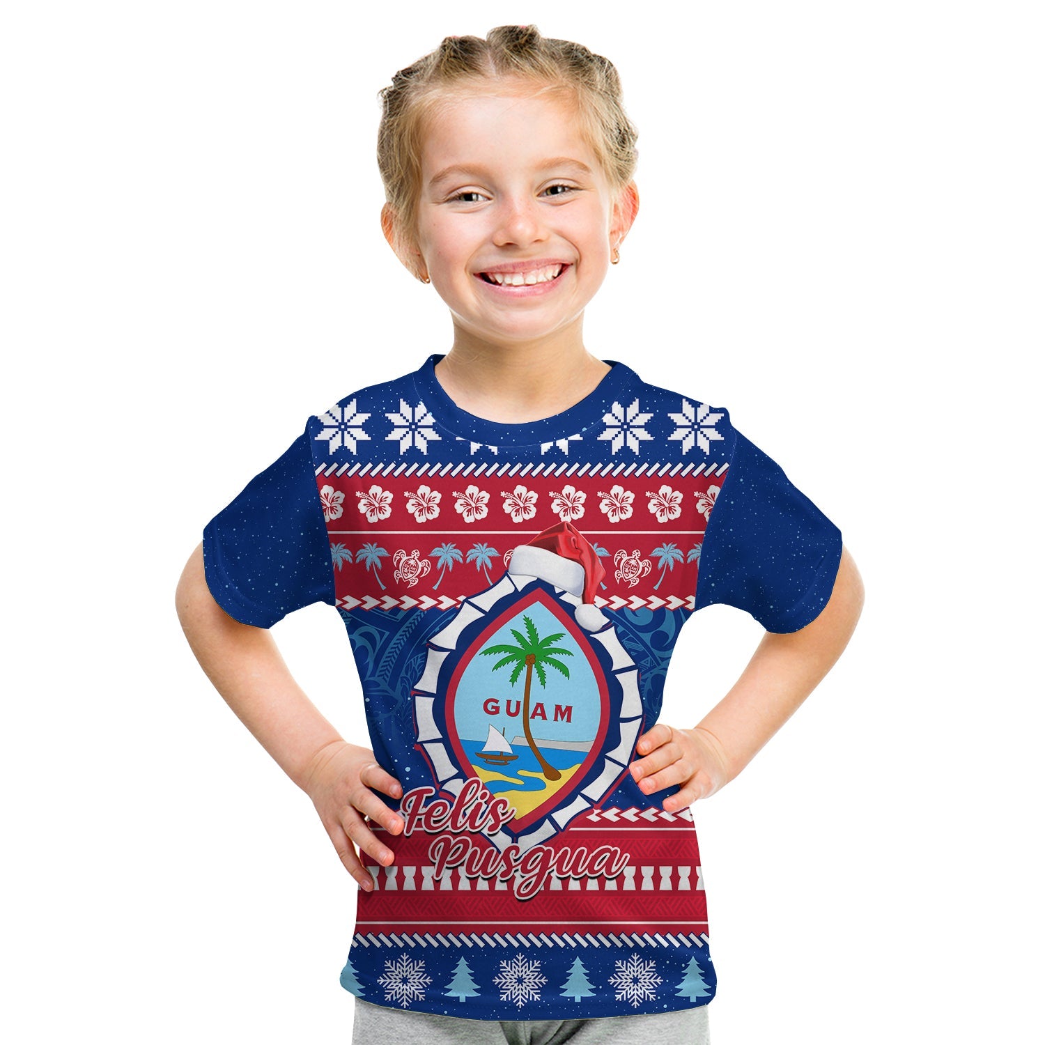 (Custom Personalised) Guam Christmas T Shirt KID Guaman Seal Polynesian Felis Pusgua LT14 Youth XL Size14 - Polynesian Pride