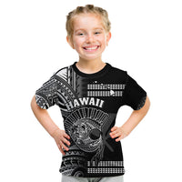 Hawaii T Shirt KID Kakau Warrior Helmet Gradient White Polynesian LT14 Youth XL Size14 - Polynesian Pride