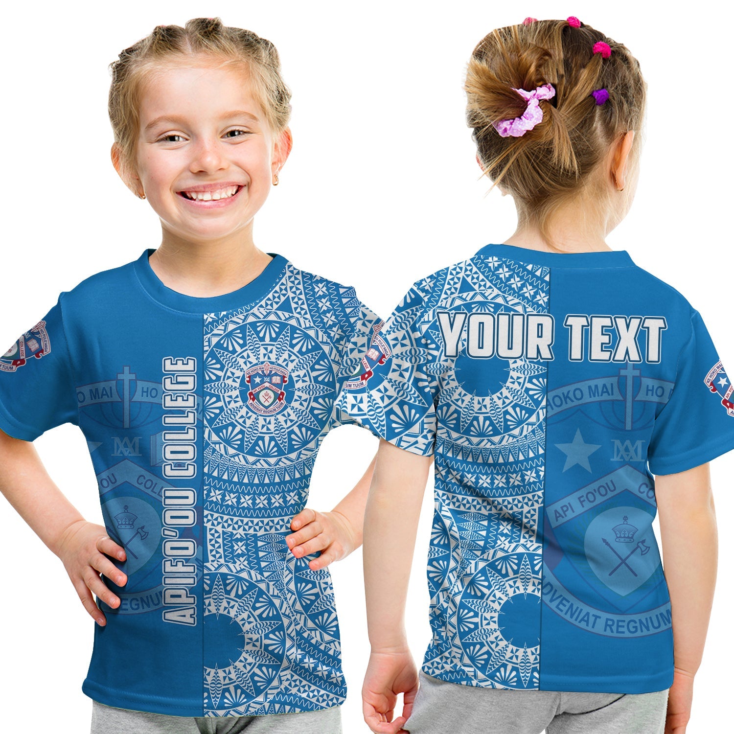 (Custom Personalised) Apifoou Tonga College T Shirt KID Tongan Ngatu Pattern LT14 Youth XL Size14 - Polynesian Pride