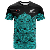 New Zealand Tiki Rugby T-Shirt - NZ Maori Koru Pattern Ver.02 LT14 Turquoise - Polynesian Pride