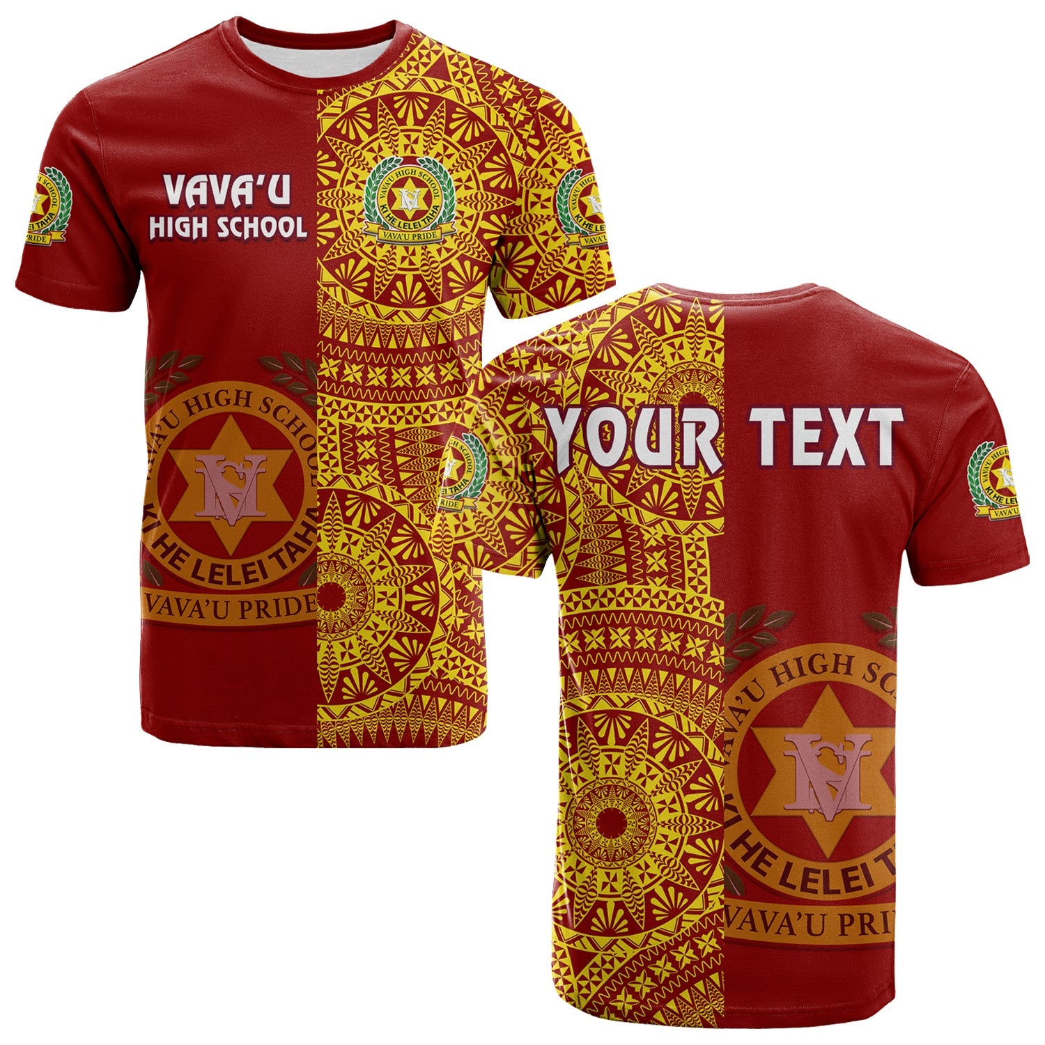 Custom Tonga Vavau High School T Shirt Tongan Ngatu Pattern LT14 Adult Red - Polynesian Pride