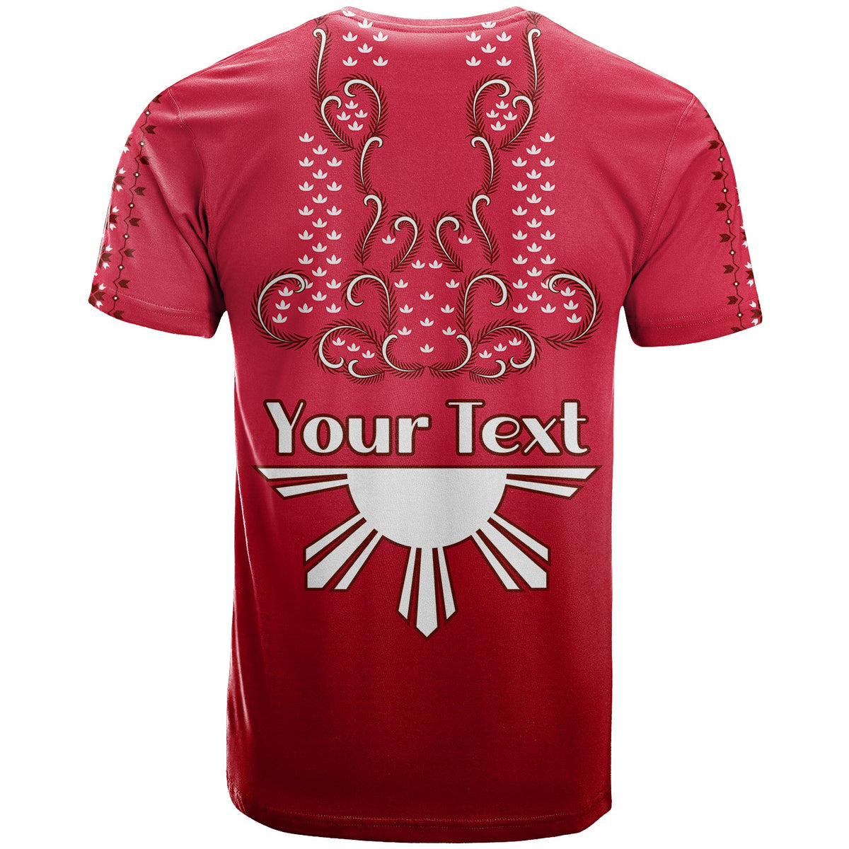 Custom Philippines T Shirt Sun Filipino Red Barong LT13 - Polynesian Pride