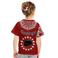Rarotonga Cook Islands T Shirt KID Turtle and Map Style Red LT13 - Polynesian Pride