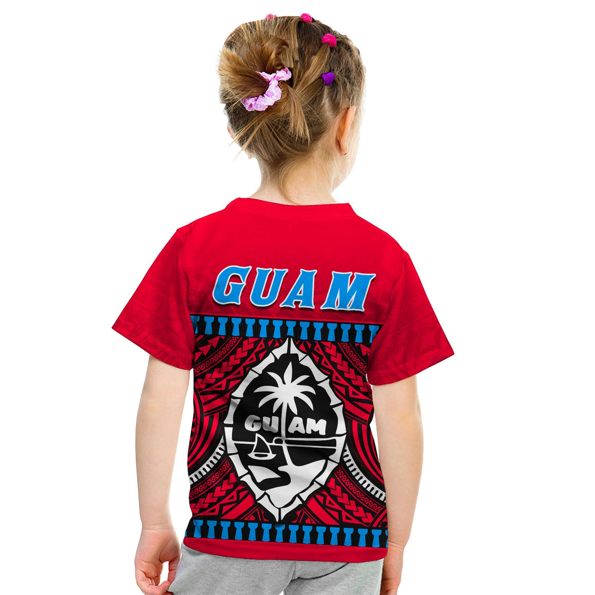 Guam Chamorro T Shirt KID Latte Stone Red Polynesian Haligi LT13 - Polynesian Pride