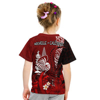 Custom New Caledonia T Shirt Nautilus Red Polynesian Hibiscus LT13 - Polynesian Pride