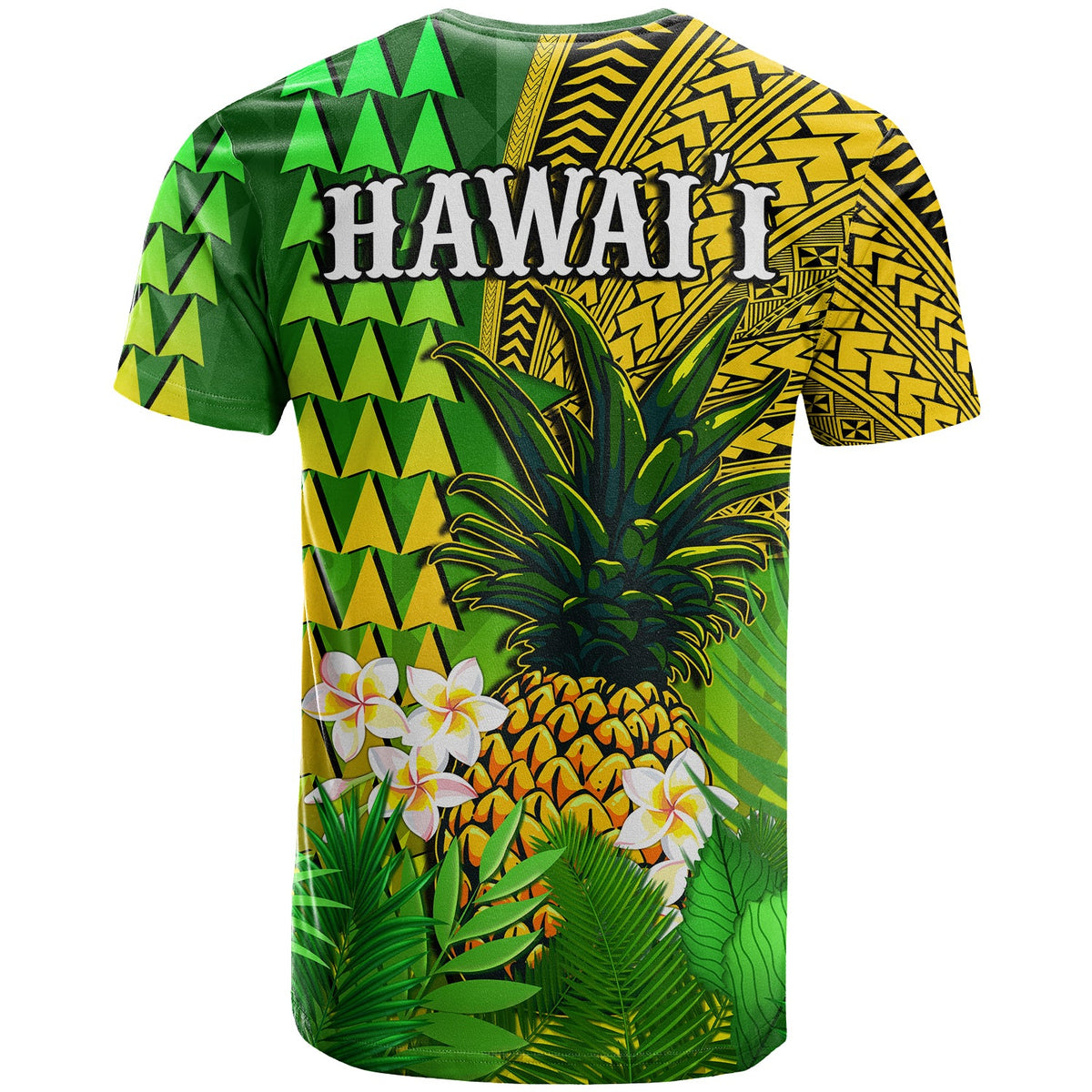 Hawaii Pineapple T Shirt Plumeria Frangipani Mix Tribal Pattern LT13 - Polynesian Pride