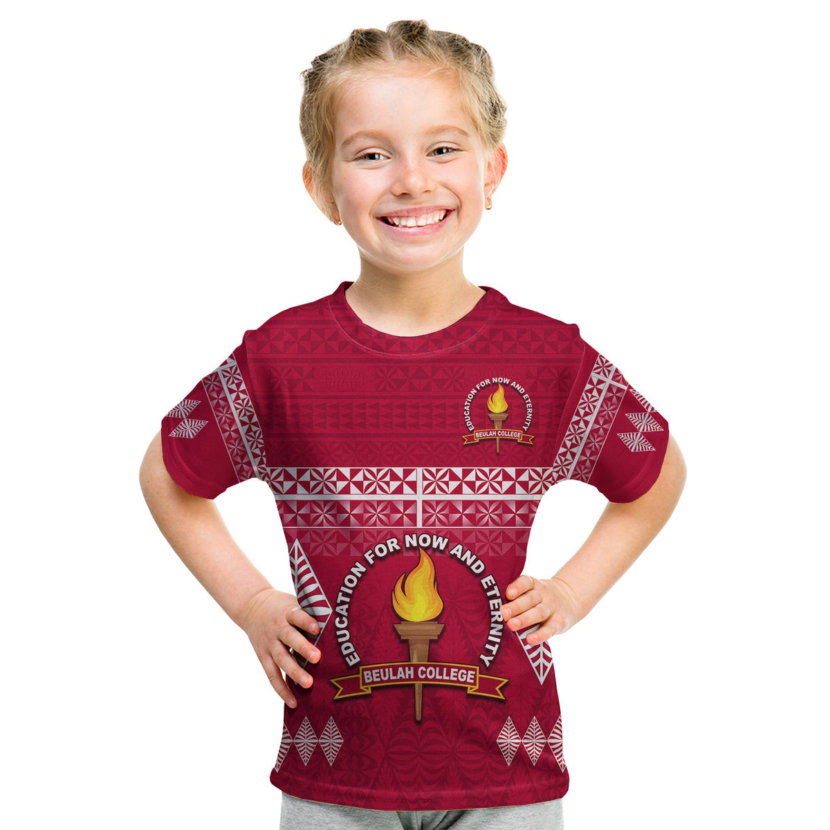 (Custom Text and Number) Beulah College T Shirt Ngatu Pattern Tonga LT13 - Polynesian Pride