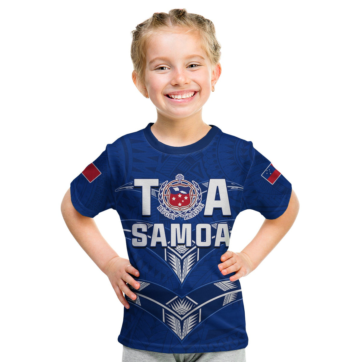 Toa Samoa Rugby T Shirt KID Siamupini Proud Blue LT13 Youth XL Size14 - Polynesian Pride