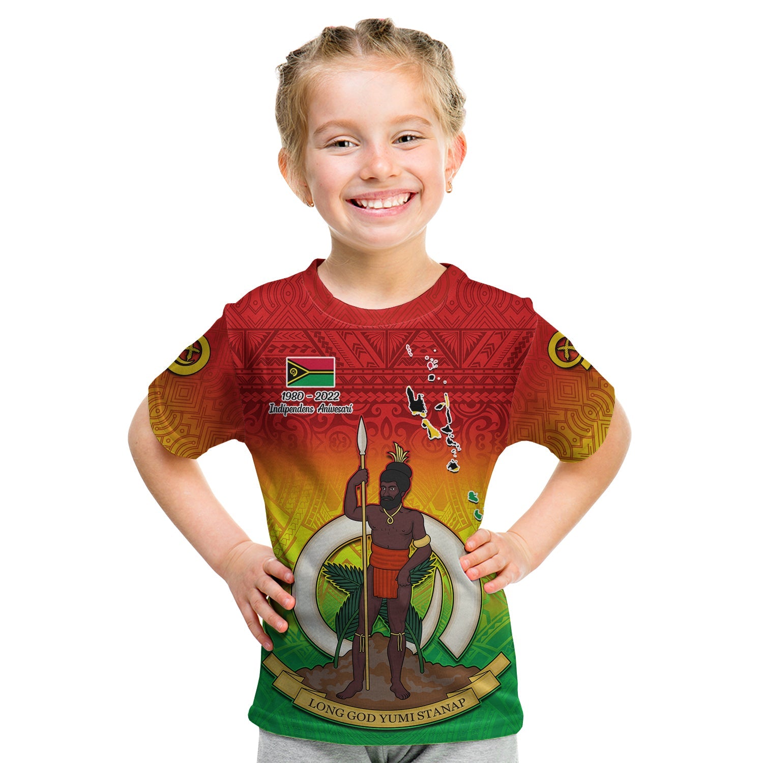 Vanuatu Independence Day T Shirt KID 42nd Anniversary Yumi Yumi Yumi LT13 Youth XL Size14 - Polynesian Pride