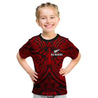 New Zealand Silver Fern Rugby T Shirt All Black Red NZ Maori Pattern LT13 - Polynesian Pride